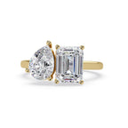 Emerald & Pear With Toi Et Moi Engagement Ring in Gold