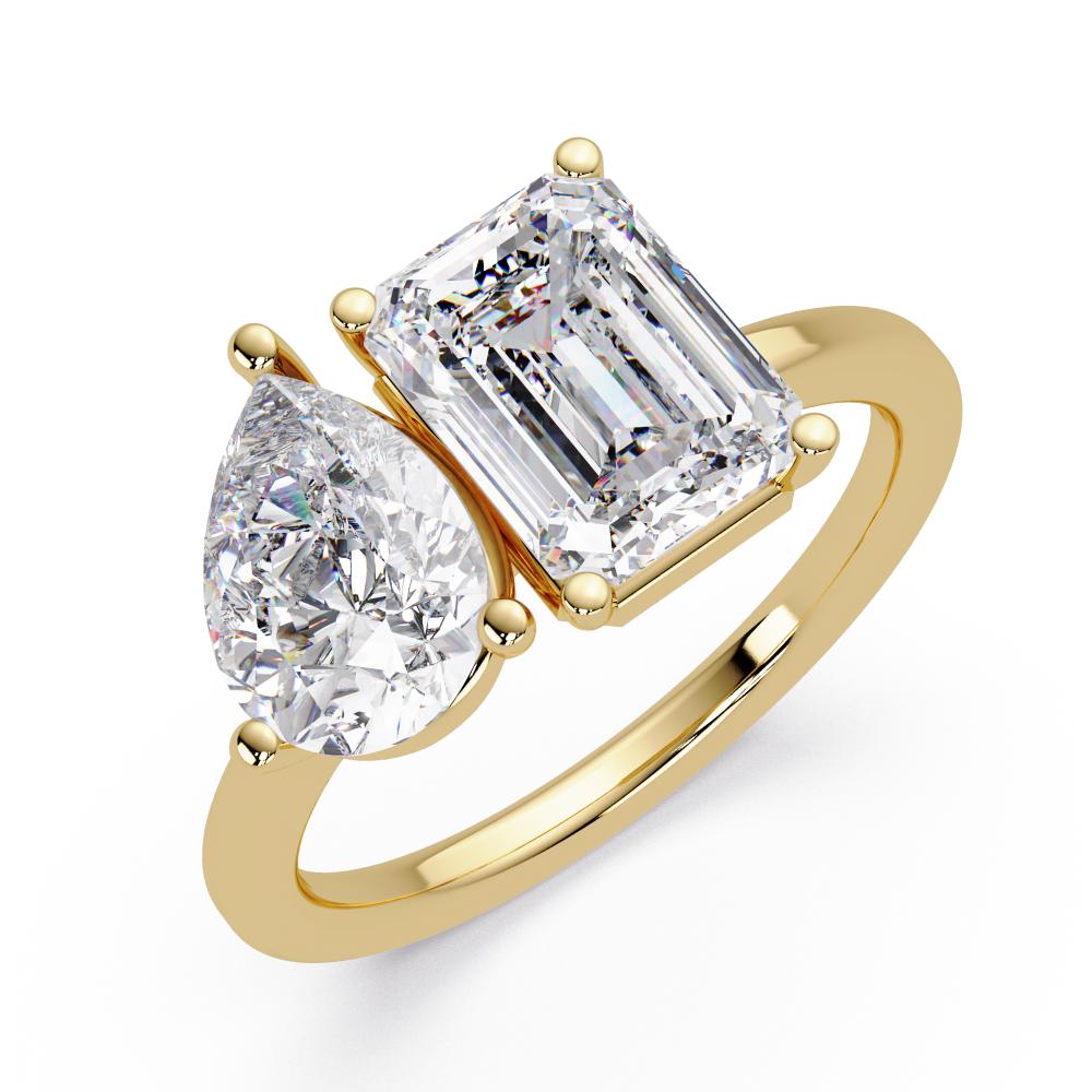 Emerald & Pear With Toi Et Moi Engagement Ring in Gold