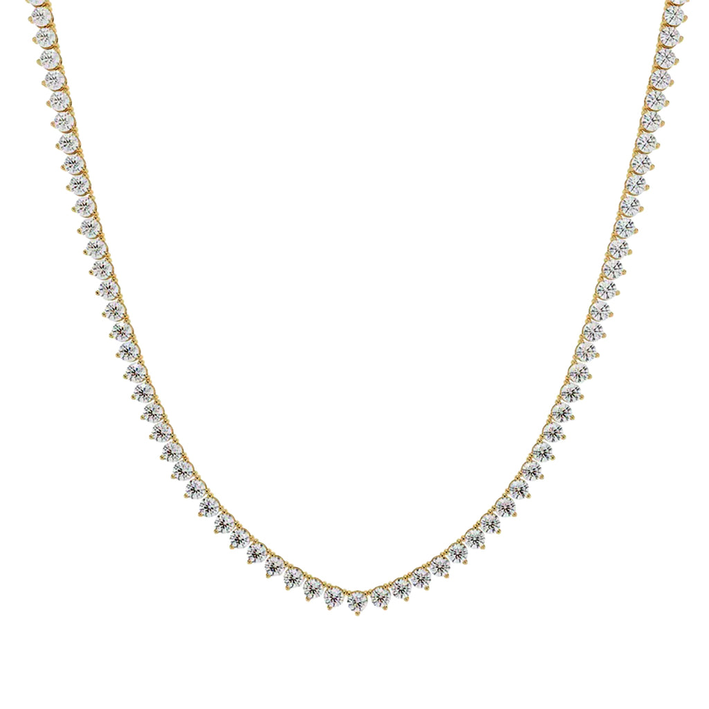 Round Diamond Tennis Necklace in Gold