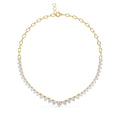 Elegant Round Diamond Drop Tennis Necklace in Gold