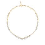 Elegant Round Diamond Drop Tennis Necklace in Gold