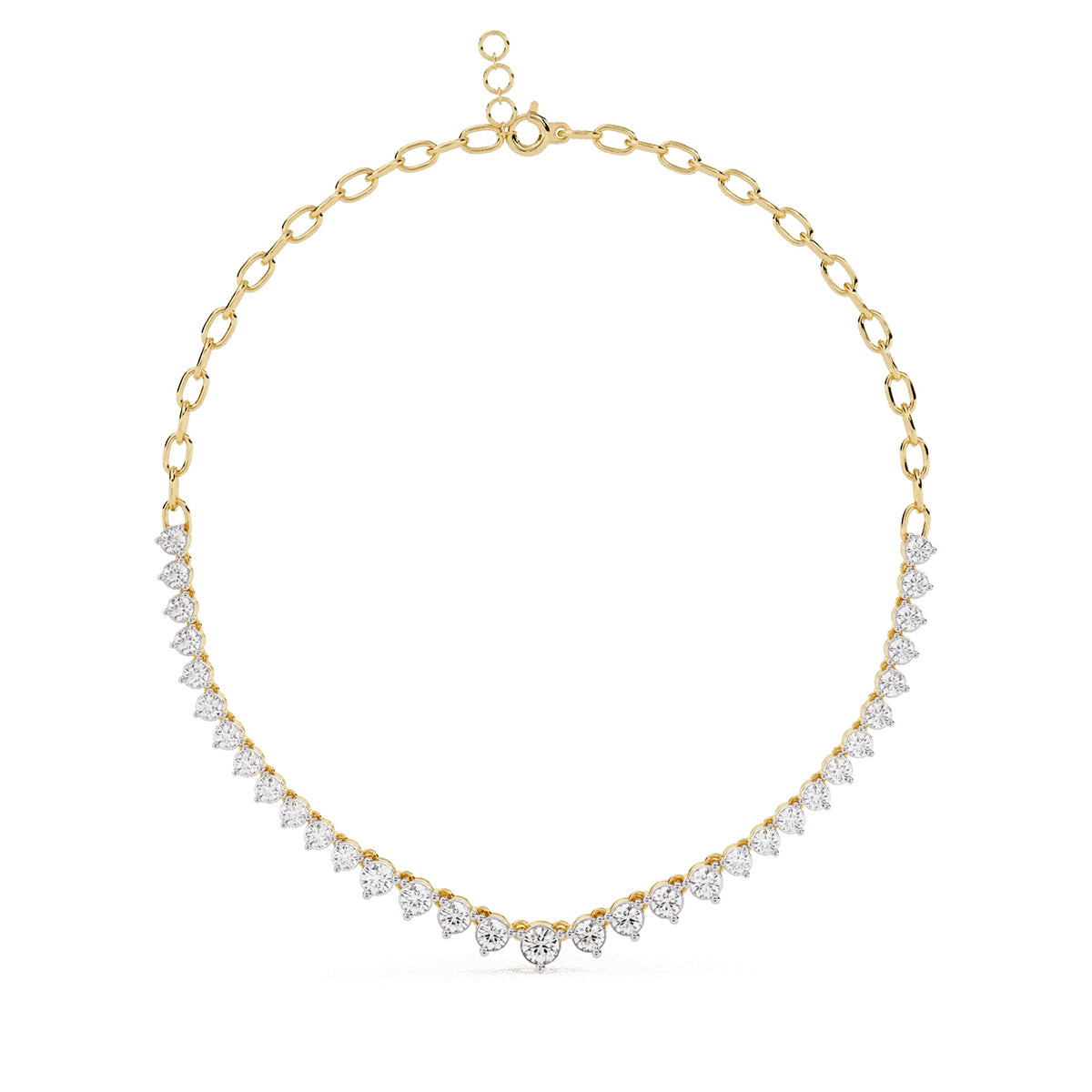 Elegant Round Diamond Drop Tennis Necklace in Gold