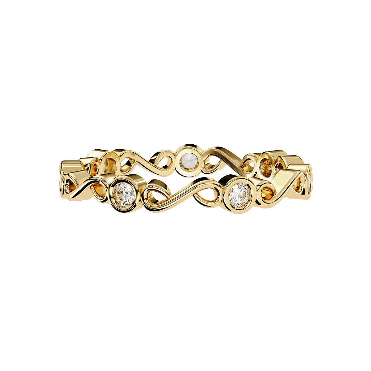 Round Cut Minimal Diamond Band for Her in Gold