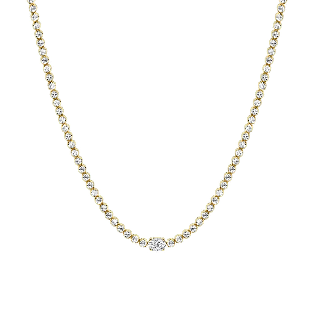 Oval Diamond Single Station Tennis Necklace in Gold