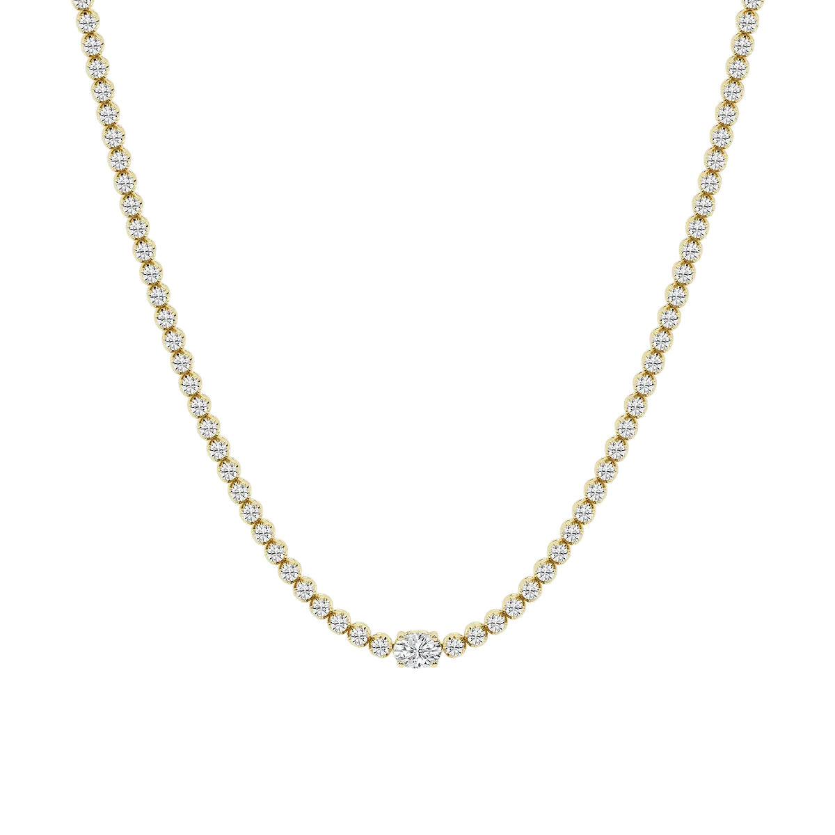 Oval Diamond Single Station Tennis Necklace in Gold
