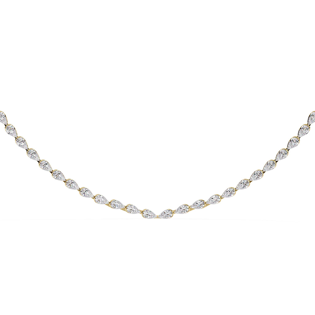 Pear Shape Diamond Tennis Necklace in Gold