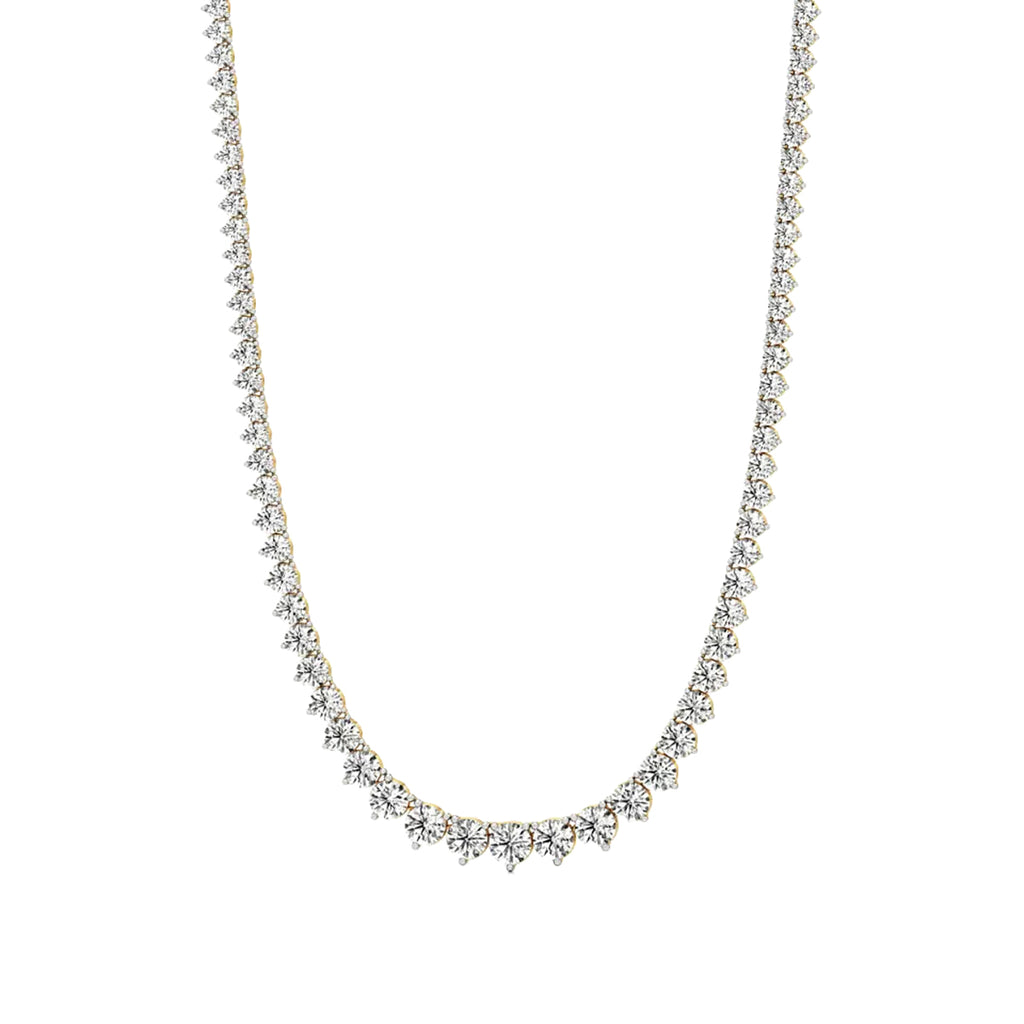 Round Diamond Buttercup Setting Tennis Necklace in Gold