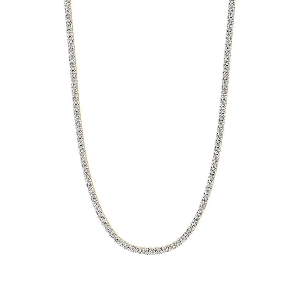 Round Diamond 4-Prong Setting Tennis Necklace in Gold