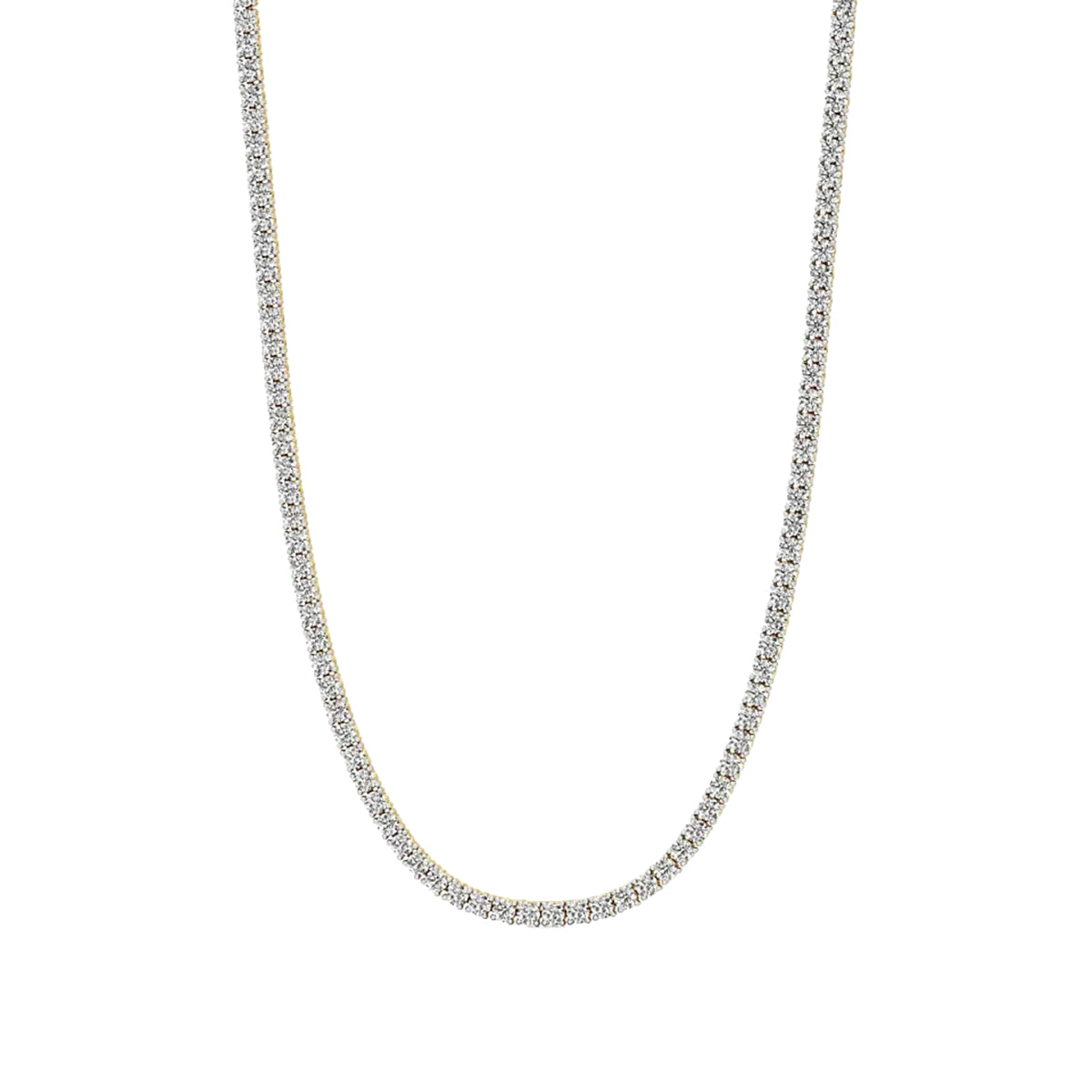 Round Diamond 4-Prong Setting Tennis Necklace in Gold
