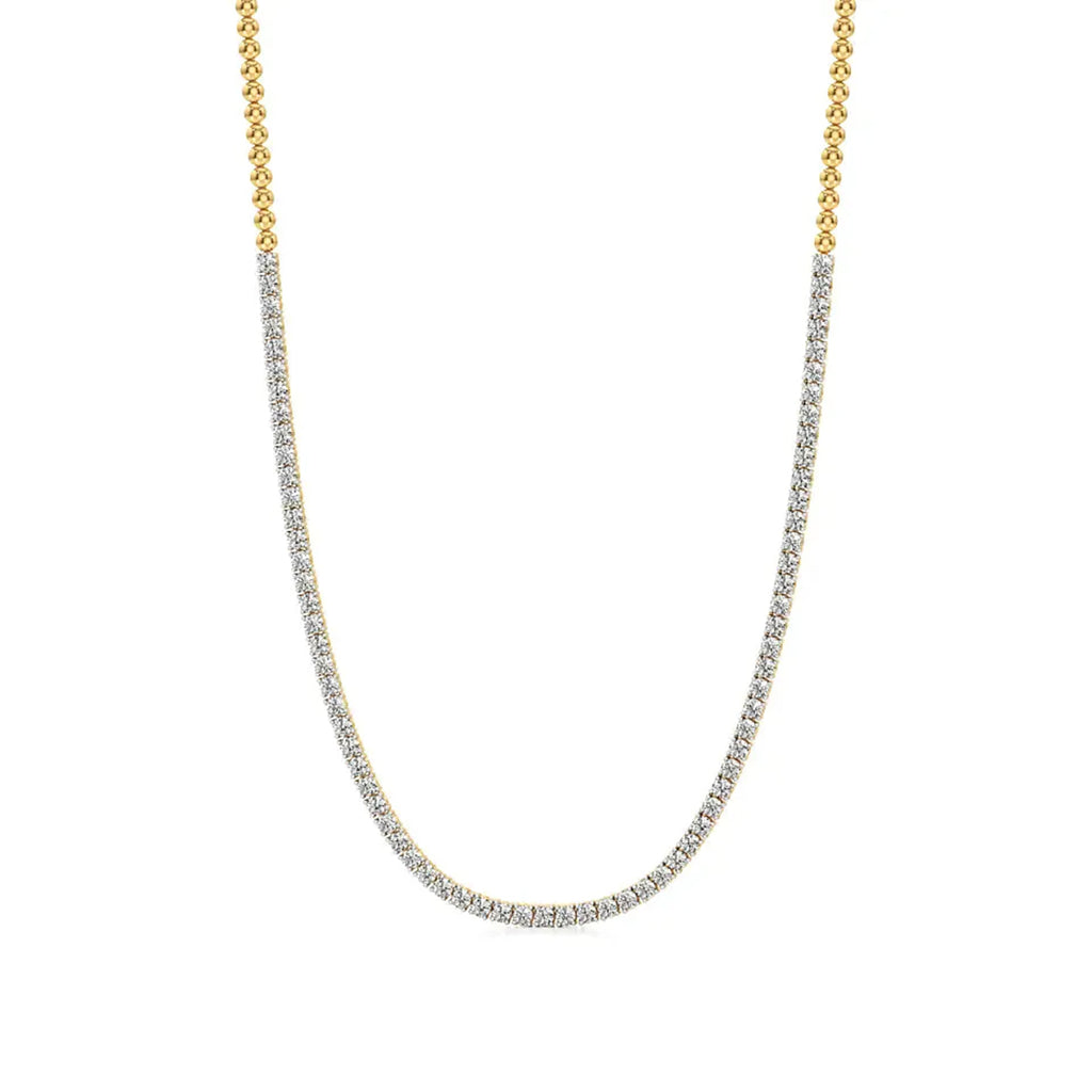 Classic Round Diamond Tennis Necklace in Gold