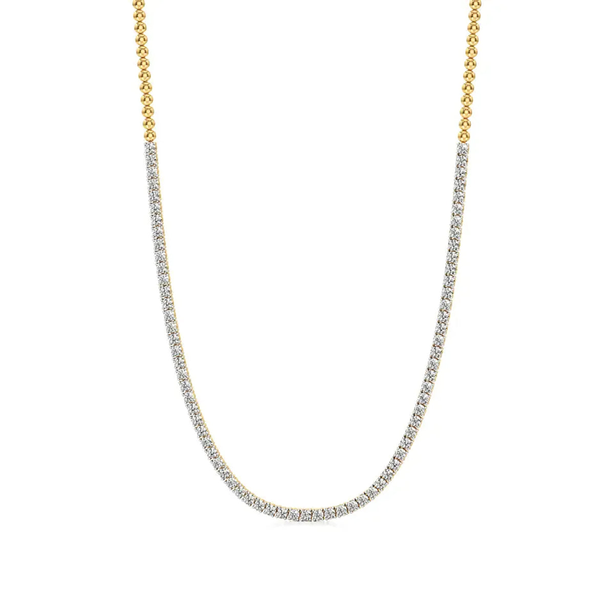Classic Round Diamond Tennis Necklace in Gold