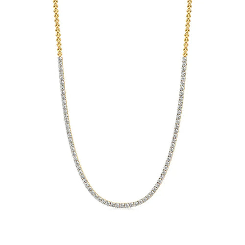 Classic Round Diamond Tennis Necklace in Gold