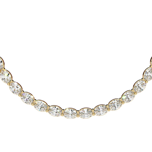Oval Diamond Tennis Necklace in Gold