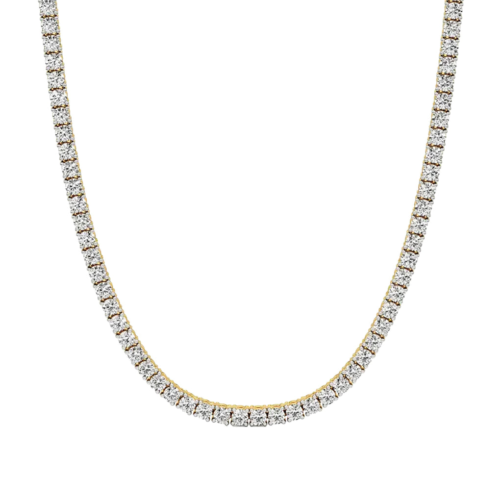 Round Diamond 4-Prong Setting Tennis Necklace in Gold