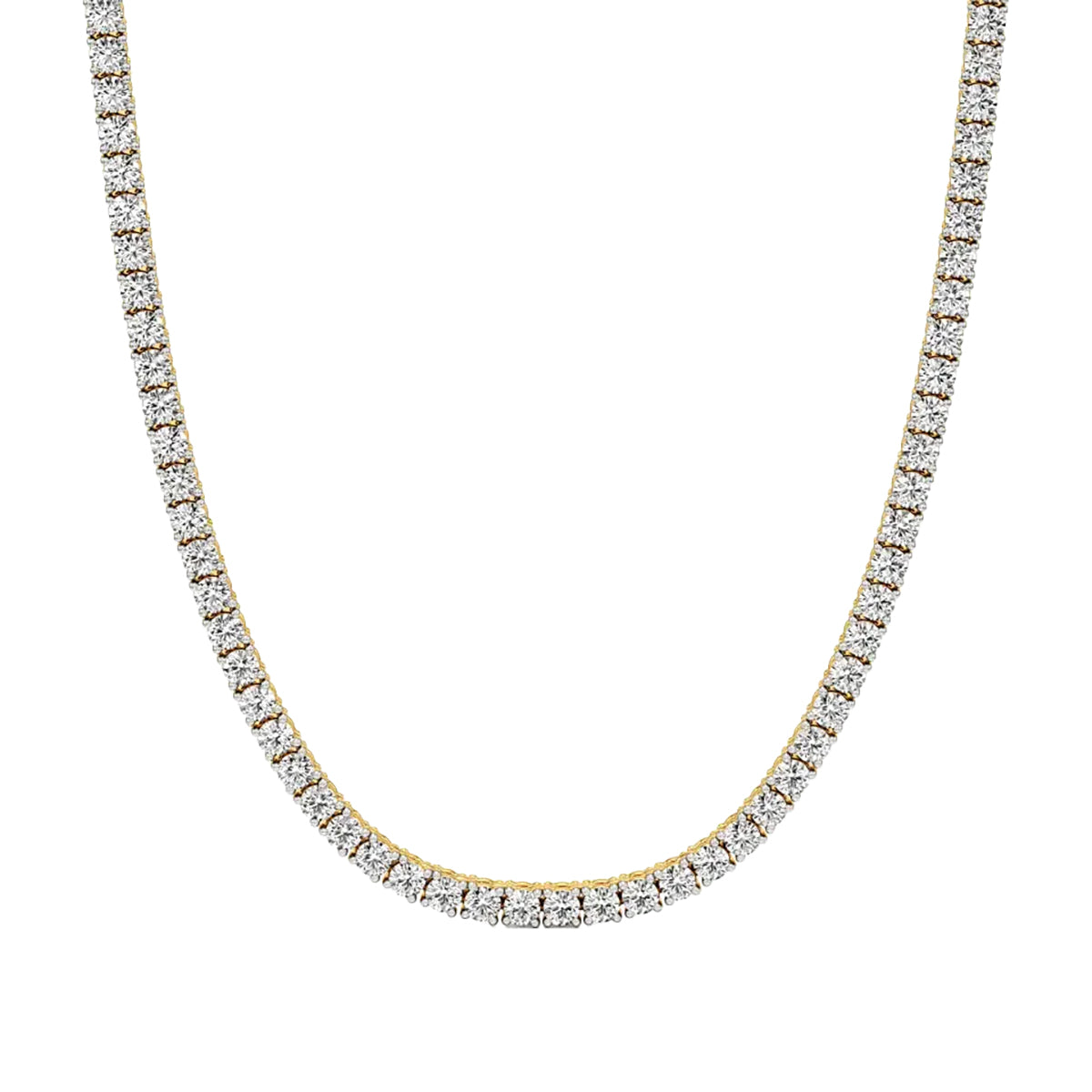 Round Diamond 4-Prong Setting Tennis Necklace in Gold