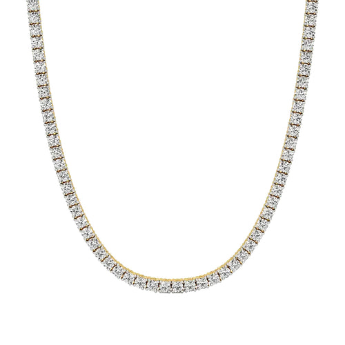 Round Diamond 4-Prong Setting Tennis Necklace in Gold