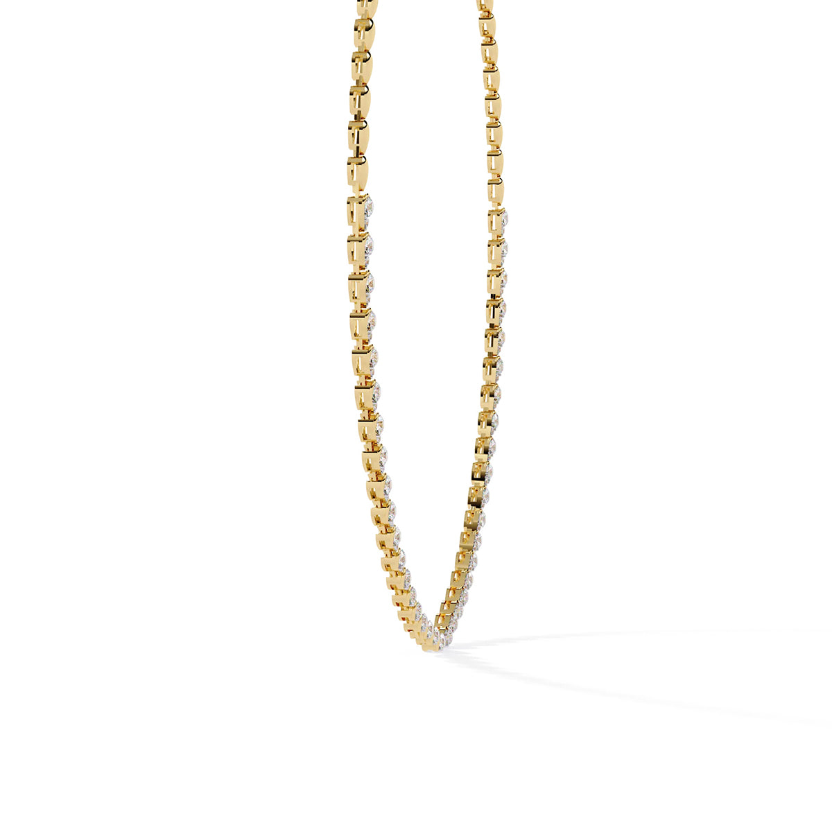 Pear Shape Diamond Tennis Necklace in Gold