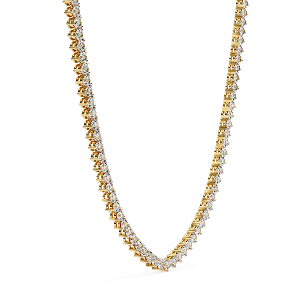 Round Diamond Tennis Necklace in Gold