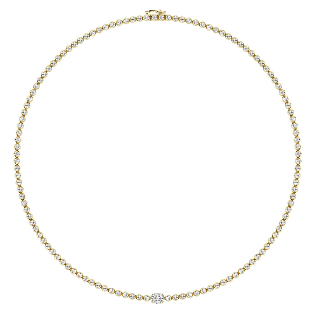 Oval Diamond Single Station Tennis Necklace in Gold