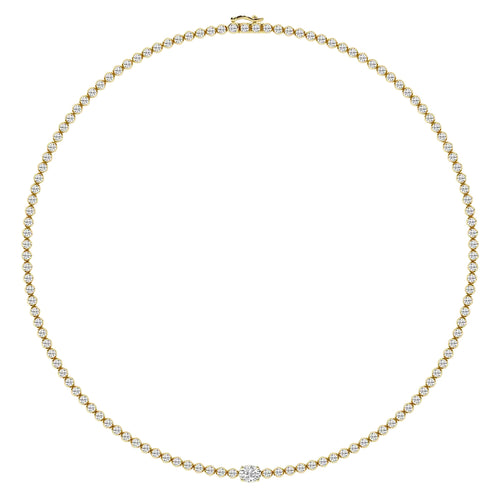 Oval Diamond Single Station Tennis Necklace in Gold