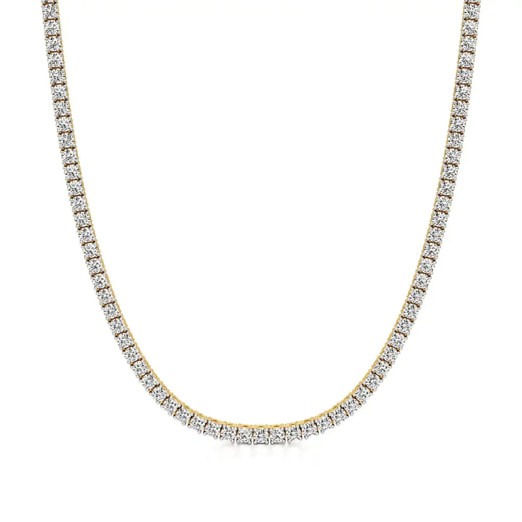 Classic Round Diamond Tennis Necklace in Gold