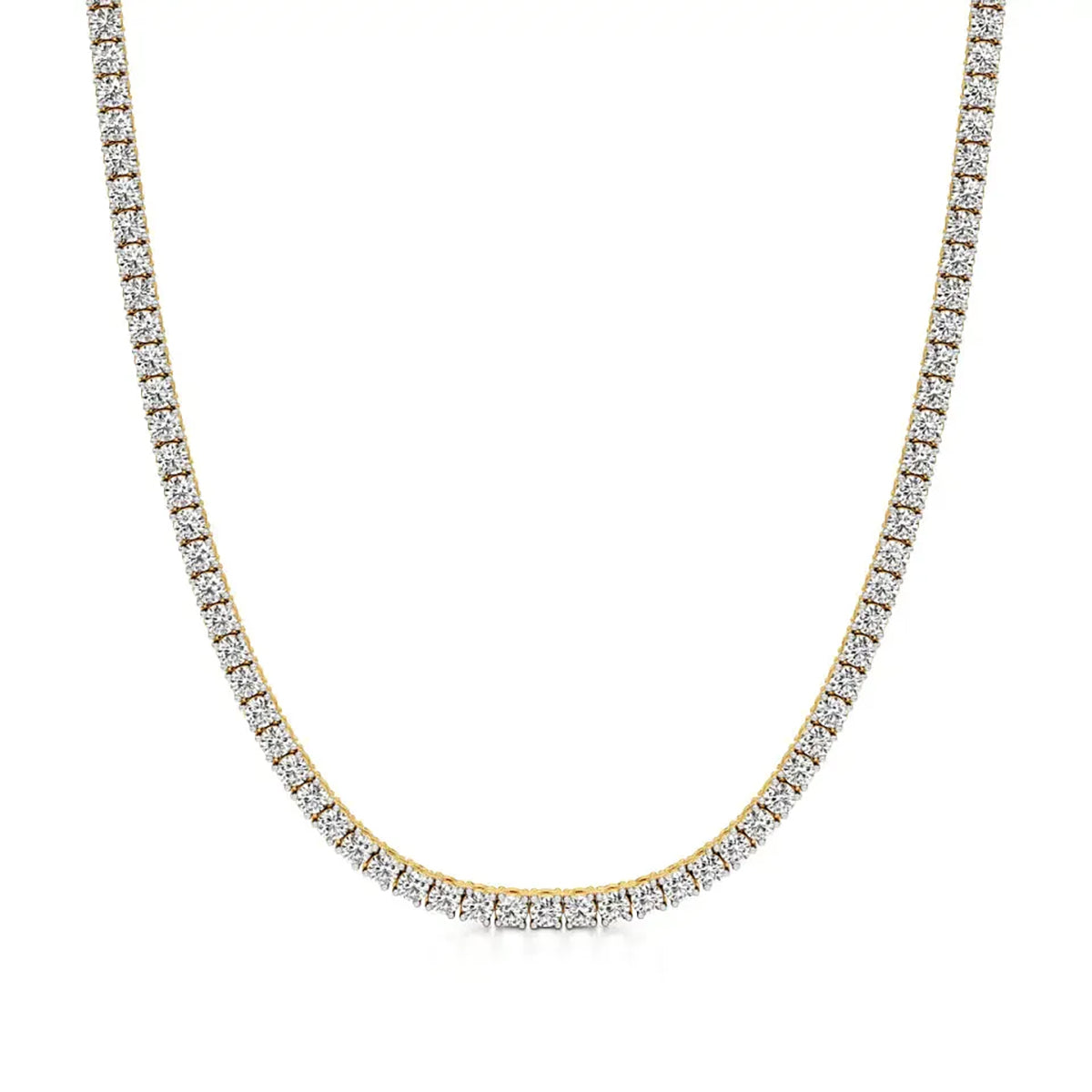 Classic Round Diamond Tennis Necklace in Gold