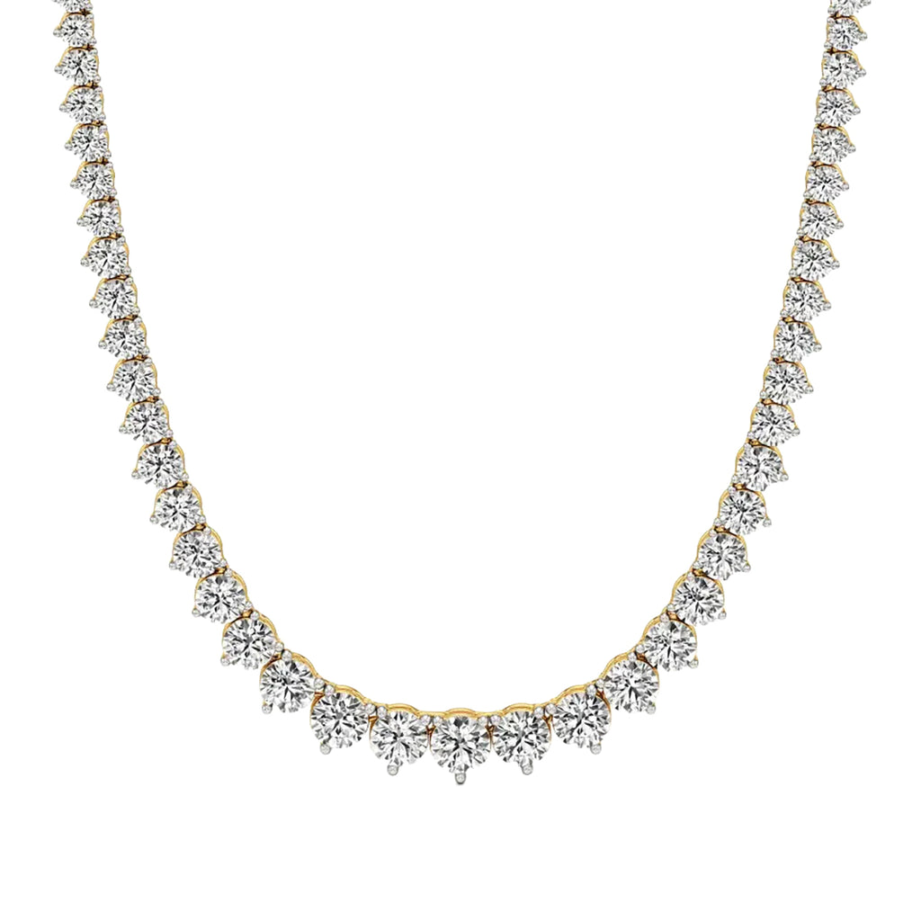 Round Diamond Buttercup Setting Tennis Necklace in Gold