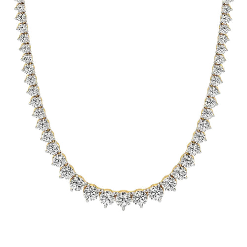 Round Diamond Buttercup Setting Tennis Necklace in Gold