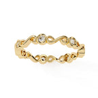 Round Cut Minimal Diamond Band for Her in Gold