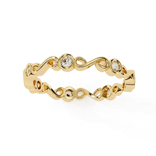 Round Cut Minimal Diamond Band for Her in Gold