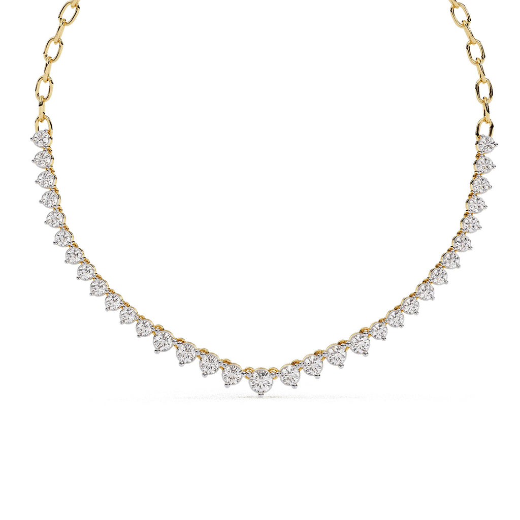 Elegant Round Diamond Drop Tennis Necklace in Gold