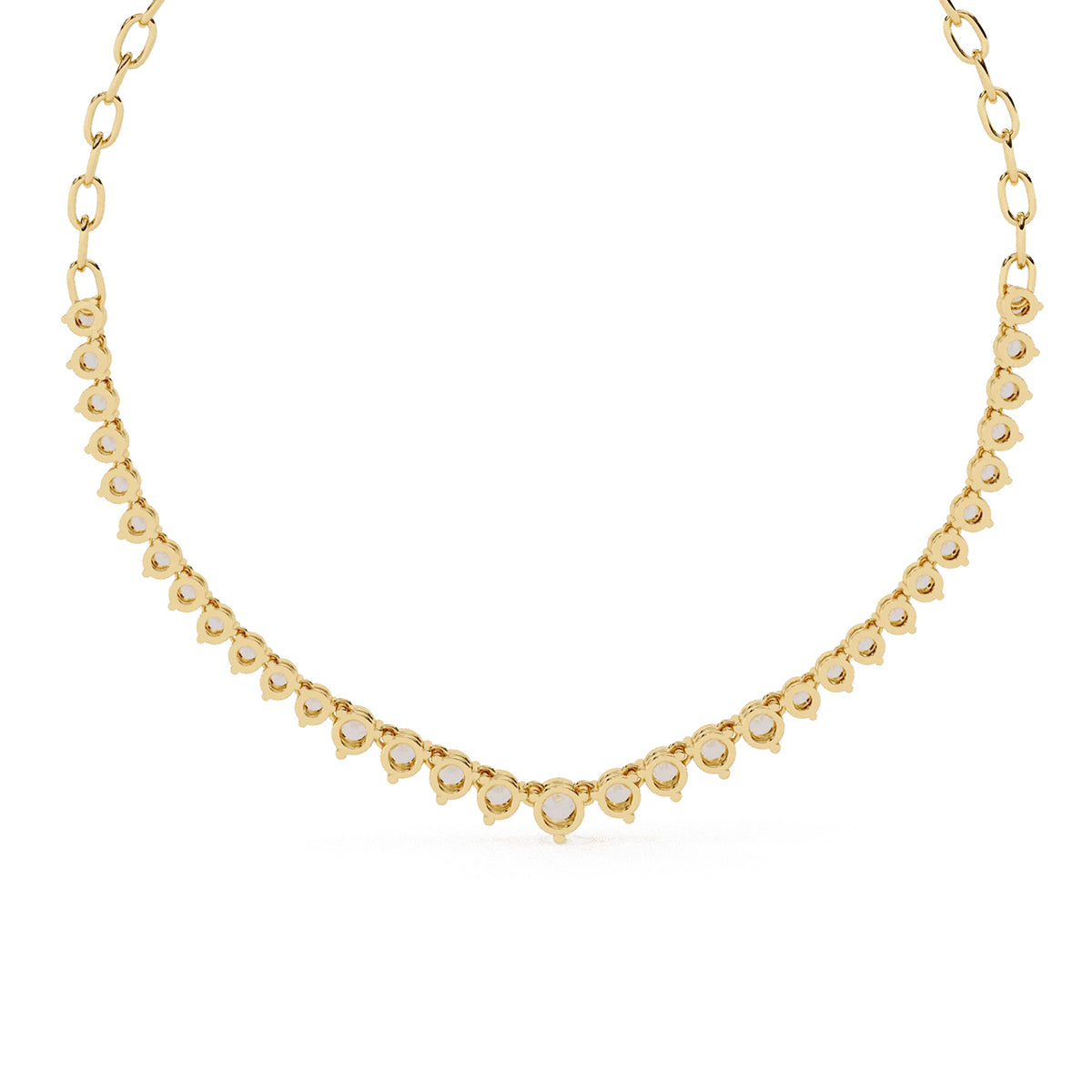 Elegant Round Diamond Drop Tennis Necklace in Gold