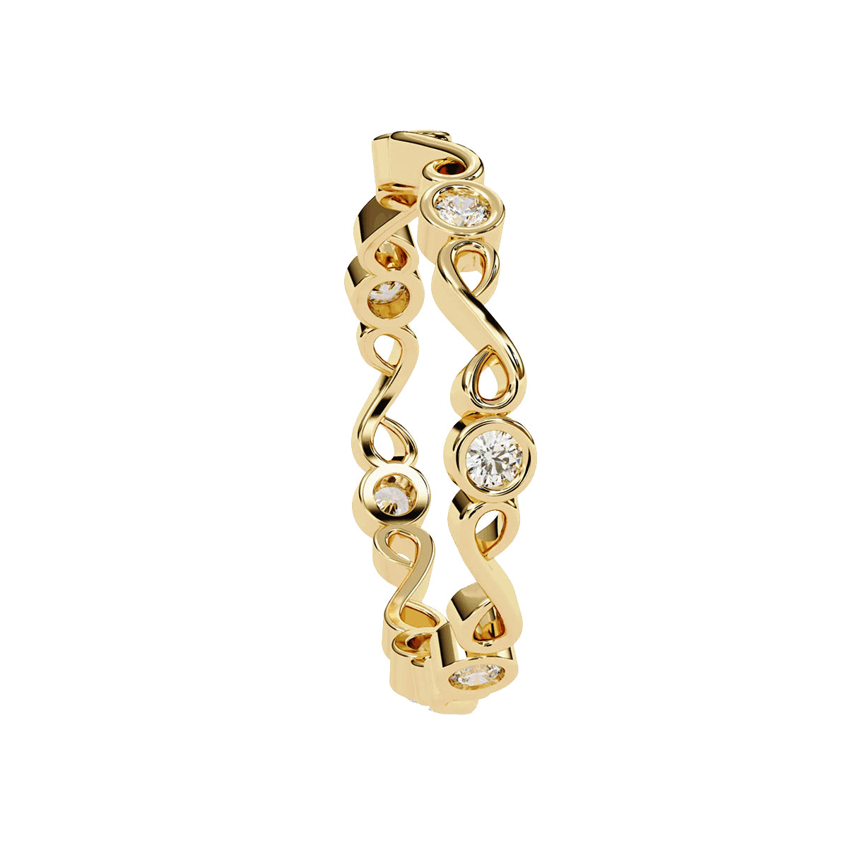 Round Cut Minimal Diamond Band for Her in Gold