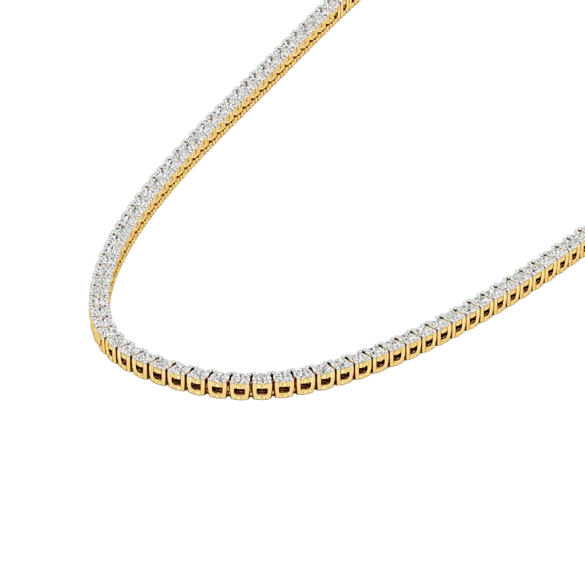 Round Diamond 4-Prong Setting Tennis Necklace in Gold