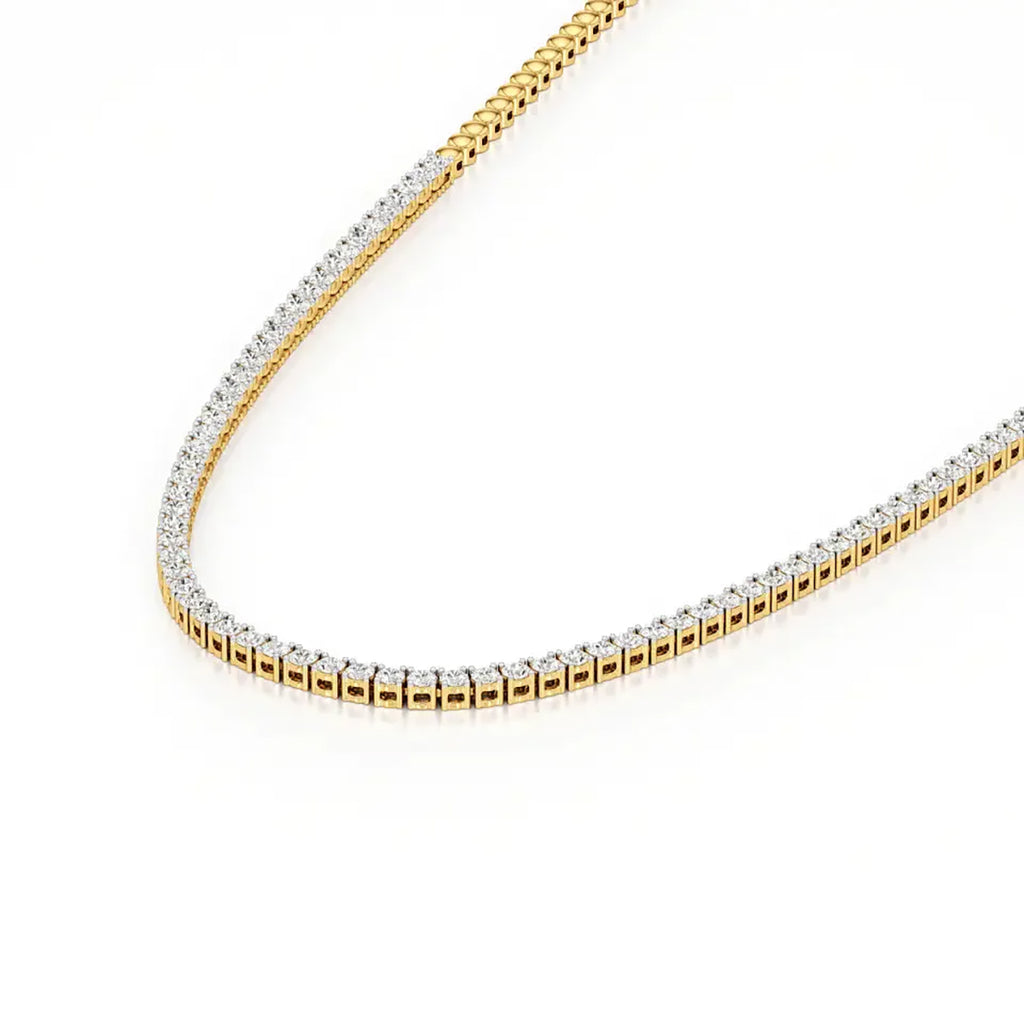 Classic Round Diamond Tennis Necklace in Gold