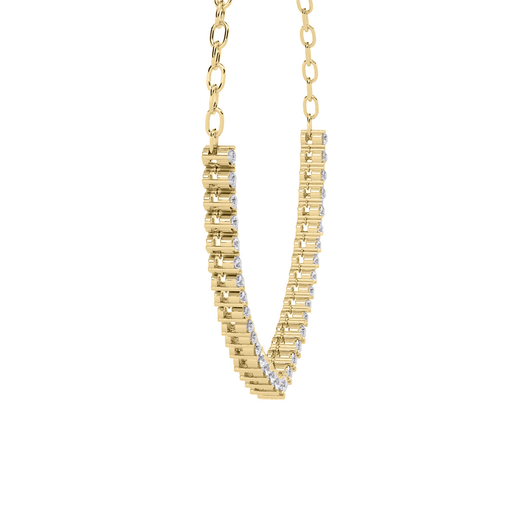 Elegant Round Diamond Drop Tennis Necklace in Gold