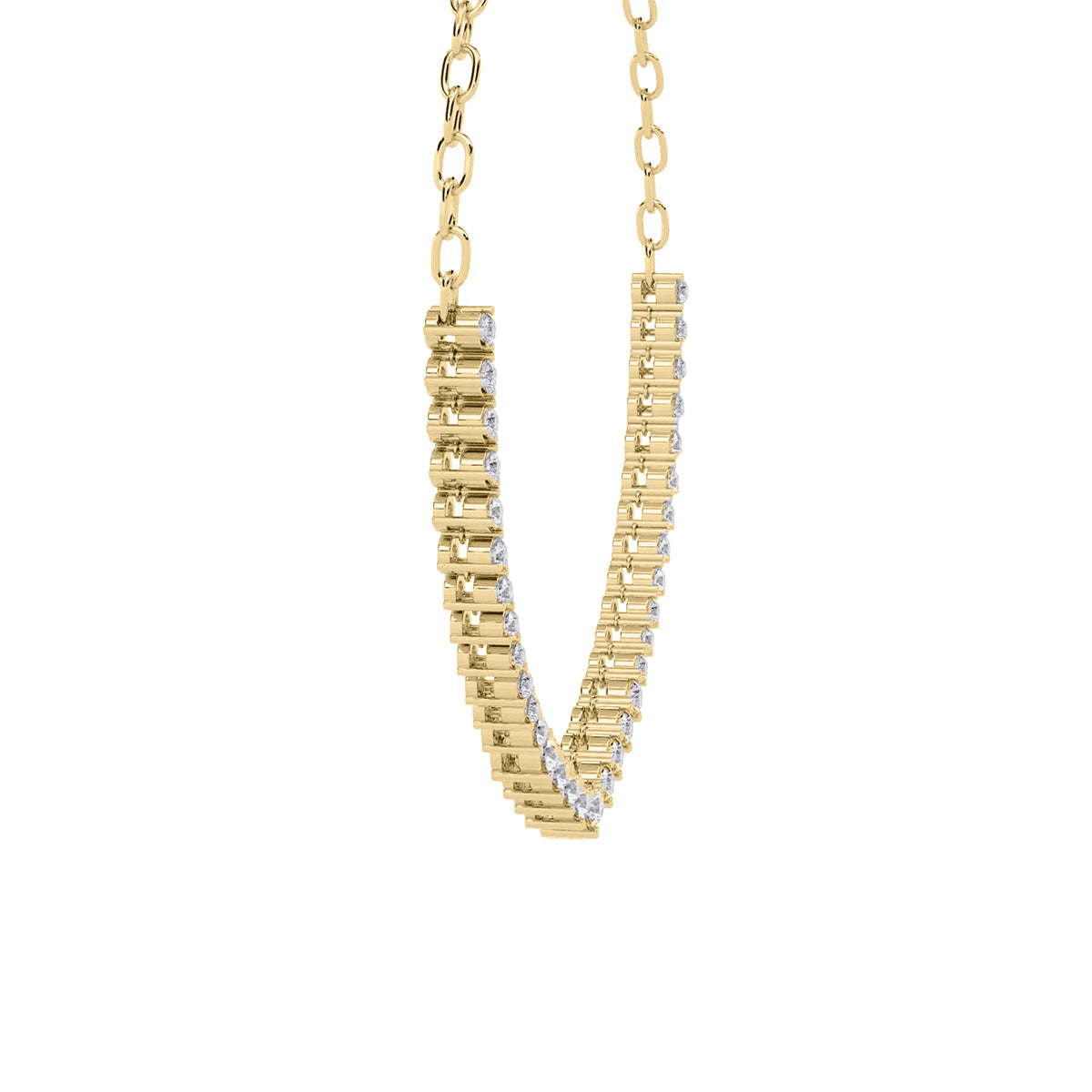 Elegant Round Diamond Drop Tennis Necklace in Gold