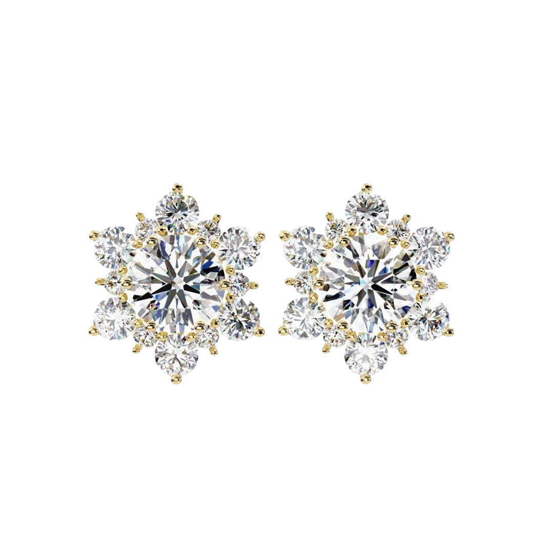 Floral Diamond Stud Earrings