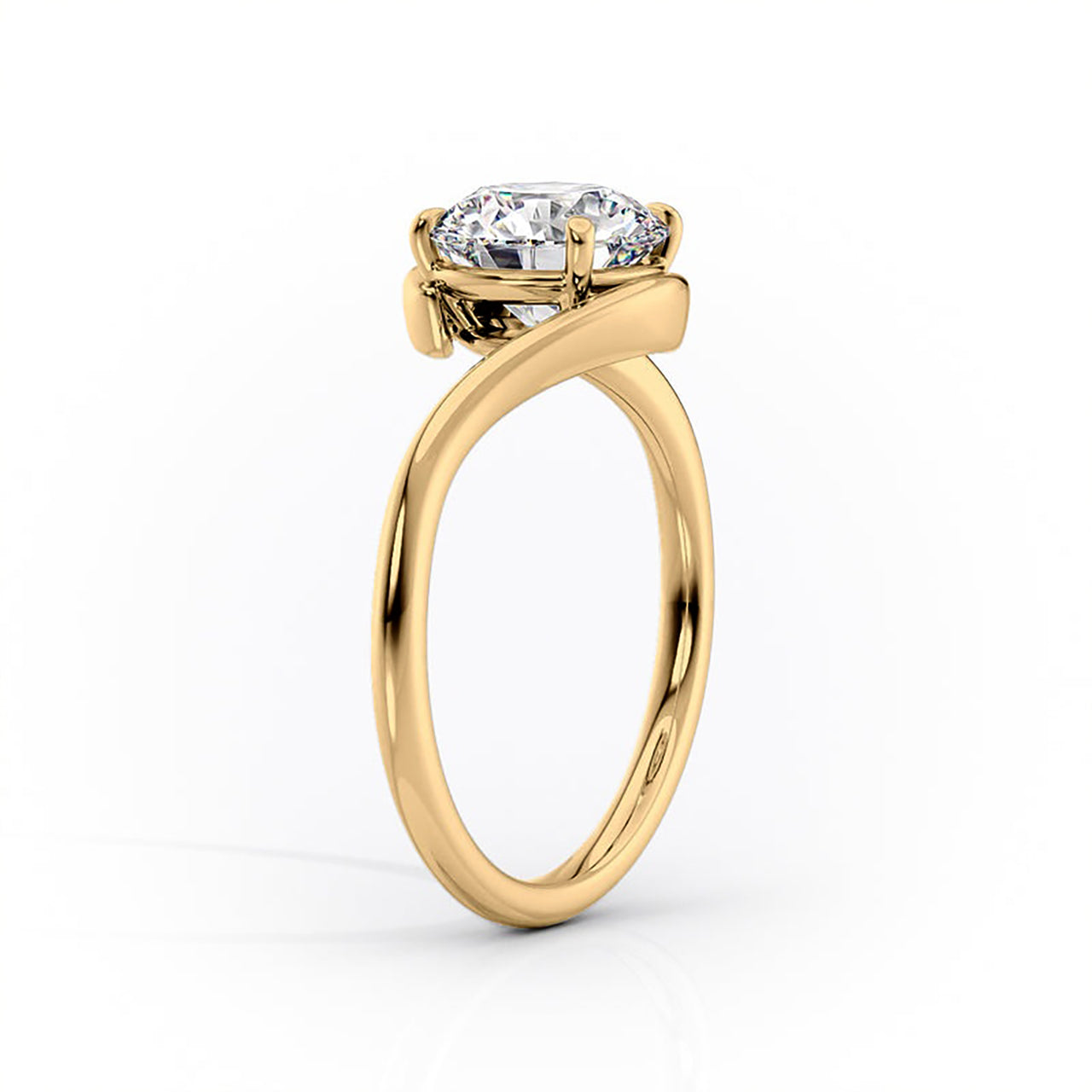 Oval Solitaire Bypass Engagement Ring in Gold