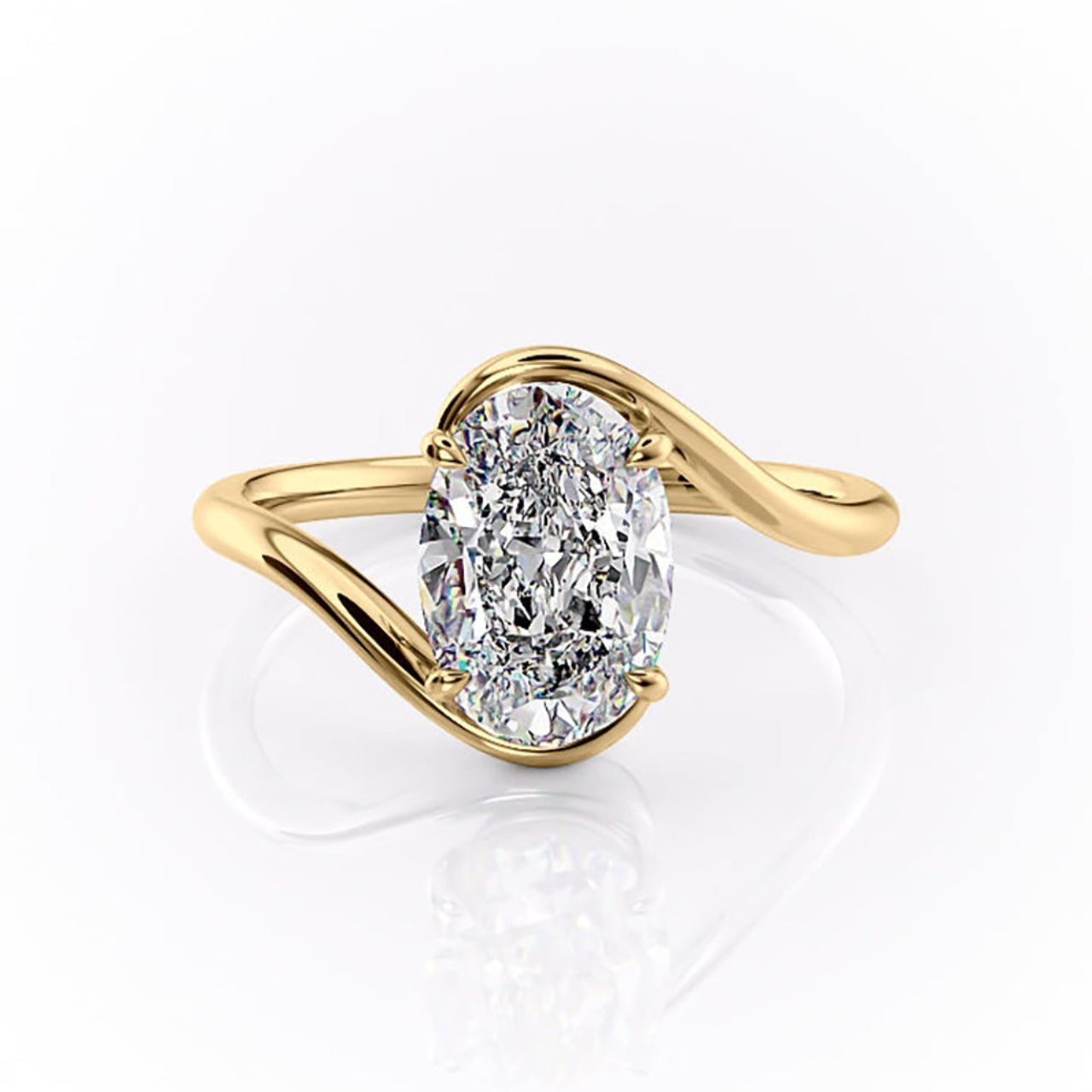 Oval Solitaire Bypass Engagement Ring in Gold