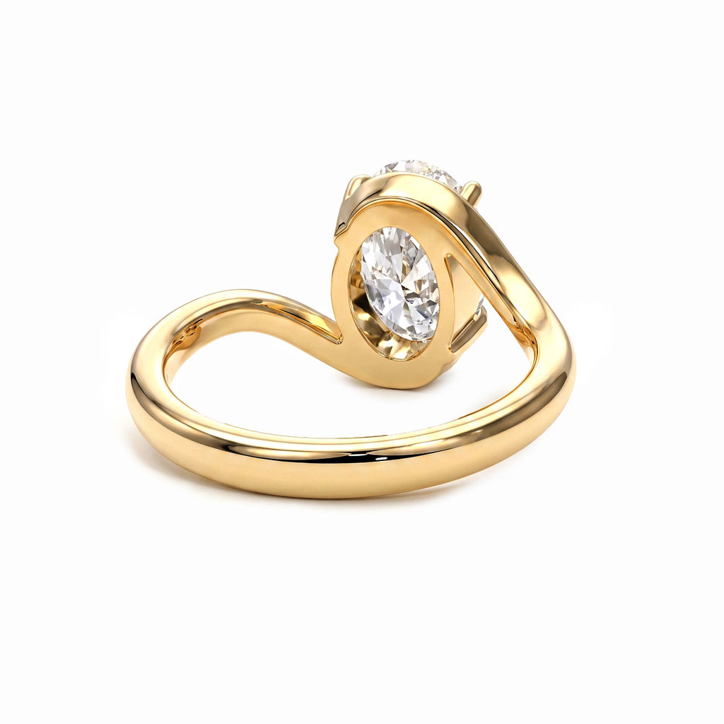 Oval Solitaire Bypass Engagement Ring in Gold