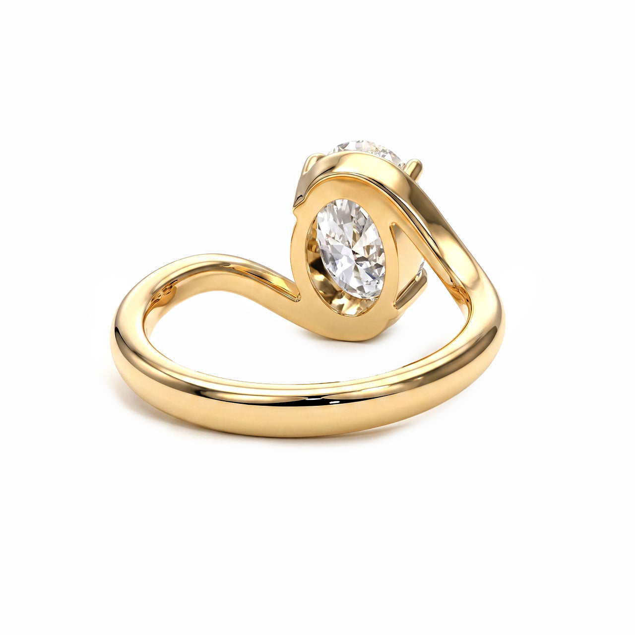 Oval Solitaire Bypass Engagement Ring in Gold