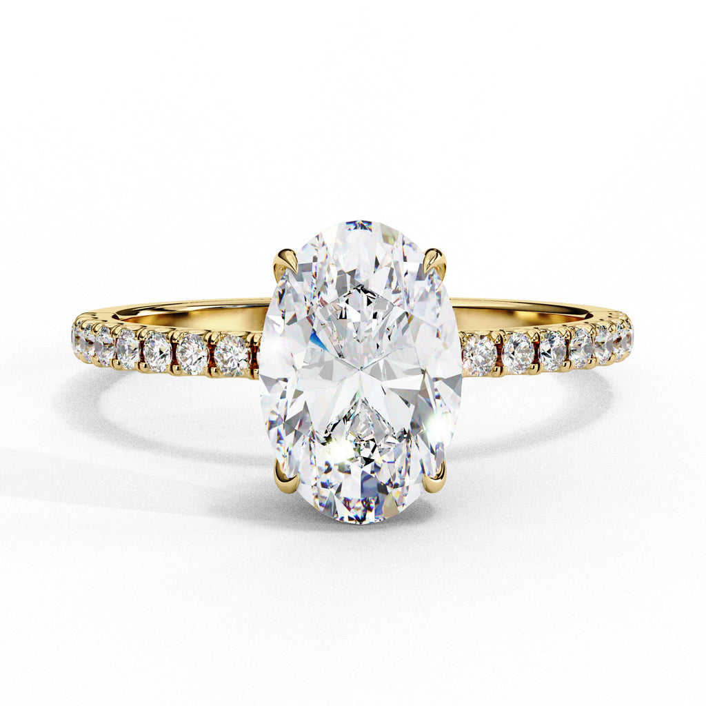 Elegant Oval Cut Diamond Ring with Pavé Band