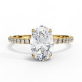 Elegant Oval Cut Diamond Ring with Pavé Band