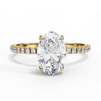 Elegant Oval Cut Diamond Ring with Pavé Band