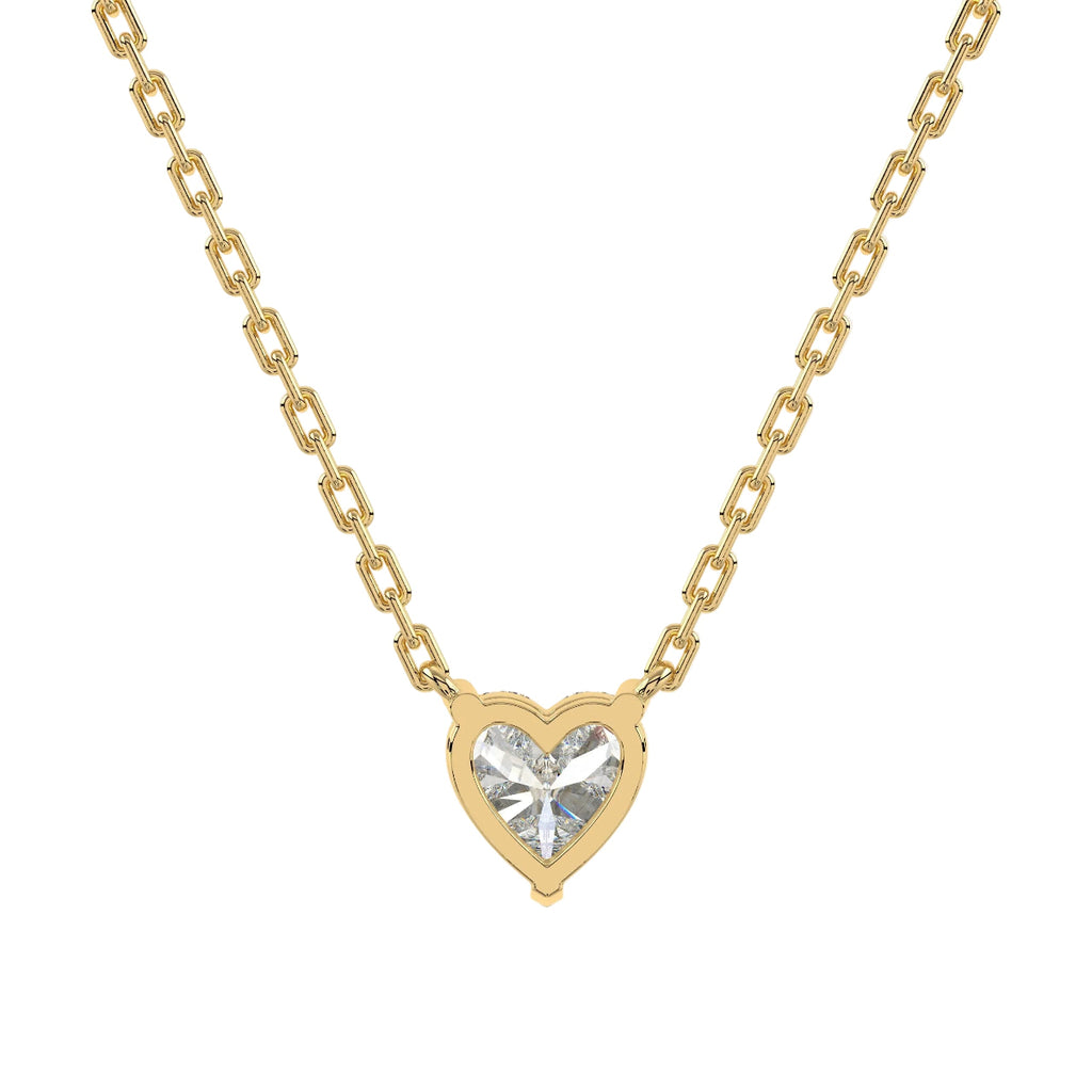 Heart Cut Solitaire Diamond Necklace in Gold