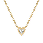 Heart Cut Solitaire Diamond Necklace in Gold