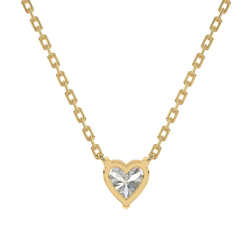 Heart Cut Solitaire Diamond Necklace in Gold