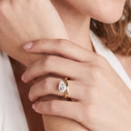 Pear Solitaire Bypass Engagement Ring in Gold