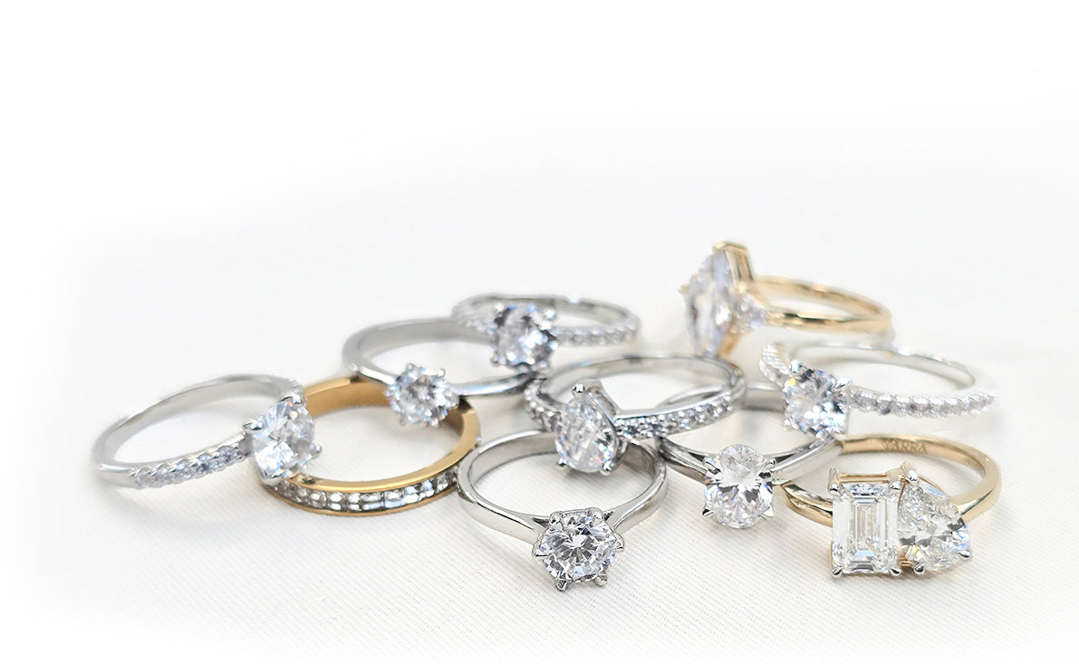 Collection of lab grown diamond rings